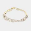Fashnzfab Crossed 4-row Crystal Rhinestone Evening Bracelet Clear, Gold In Multi