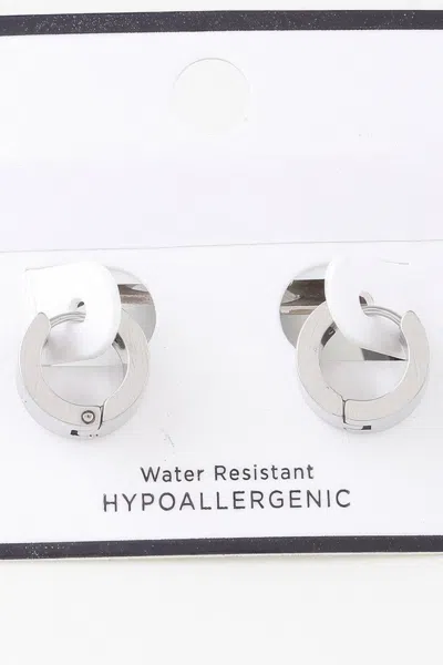 Fashnzfab Crosshatched Wide Hoop Earrings In Metallic