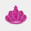 Fashnzfab Crown Crystal Rhinestone Pave Pin Brooch In Purple