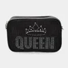 Fashnzfab Crown Queen Message Faux Leather Rectangle Crossbody Bag In Black