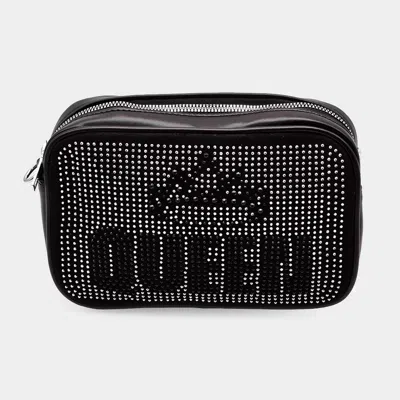 Fashnzfab Crown Queen Message Faux Leather Rectangle Crossbody Bag In Silver