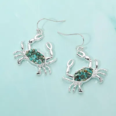 Fashnzfab Crushed Pebble Crab Dangle Earrings In Multi