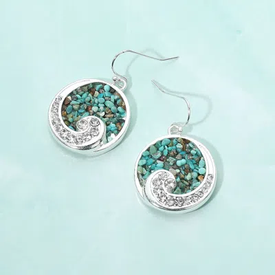 Fashnzfab Crushed Pebble Swirl Wave Round Dangle Earrings In Blue