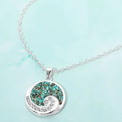 Fashnzfab Crushed Pebble Swirl Wave Round Pendant Necklace In Multi