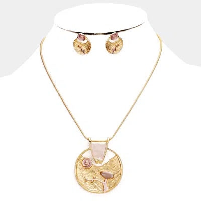 Fashnzfab Crystal Abstract Design Pendant Necklace In Gold
