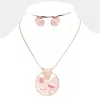 Fashnzfab Crystal Abstract Design Pendant Necklace In Pink