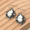 Fashnzfab Crystal Accent Vintage Cameo Drop Dangle Earrings In White