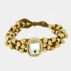 Fashnzfab Crystal Accented Abstract Metal Bead Bracelet Brown, Matte Gold In Multi