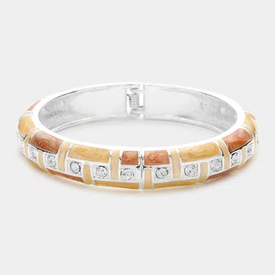 Fashnzfab Crystal Accented Enamel Bracelet Brown In Gold