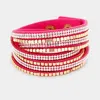 Fashnzfab Crystal & Metal Studded Faux Suede Bracelet Fuchsia, Clear In Multi