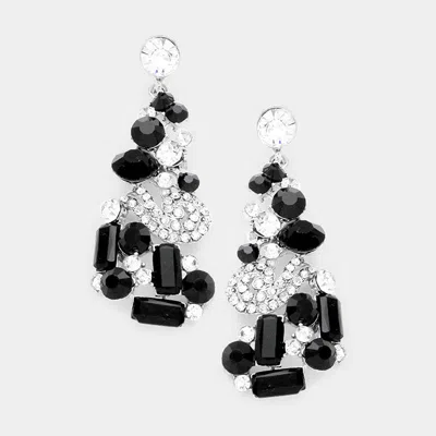 Fashnzfab Crystal Baguette Cut Rhinestone Drop Evening Earrings In Multi