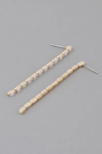 Fashnzfab Crystal Bar Drop Earrings In Gold