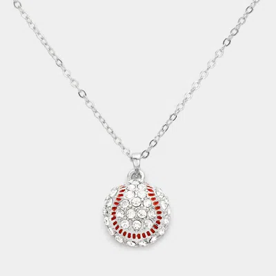 Fashnzfab Crystal Baseball Pendant Necklace In Metallic