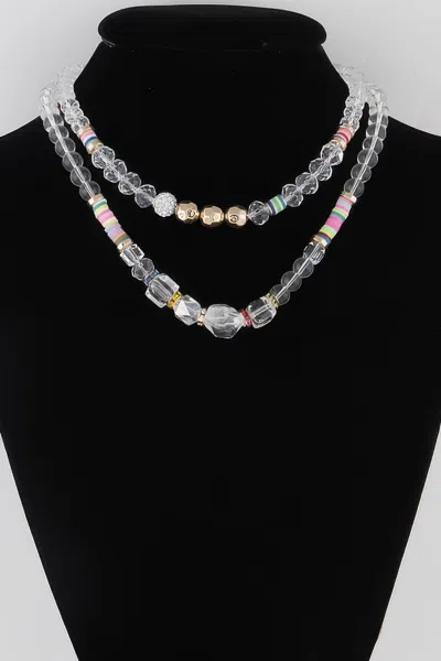 Fashnzfab Crystal Bead Necklace In Multi