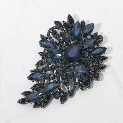 Fashnzfab Crystal Bouquet Pin Brooch Pendant In Blue