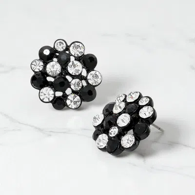 Fashnzfab Crystal Bubble Cluster Stud Earrings - Clear, Black