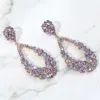 Fashnzfab Crystal Bubble Cluster Teardrop Evening Earrings - Lavender In Blue