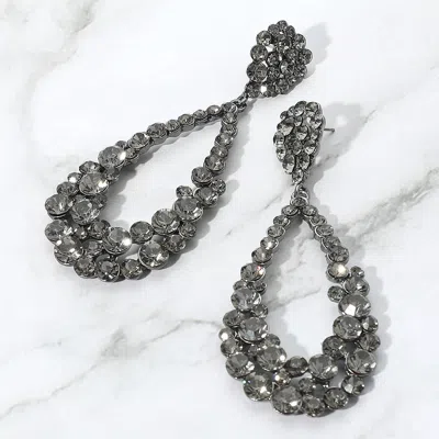 Fashnzfab Crystal Bubble Cluster Teardrop Evening Earrings In Black