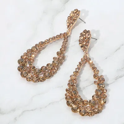 Fashnzfab Crystal Bubble Cluster Teardrop Evening Earrings In Gold