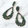 Fashnzfab Crystal Bubble Cluster Teardrop Evening Earrings In Green