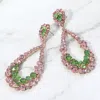 Fashnzfab Crystal Bubble Cluster Teardrop Evening Earrings In Multi