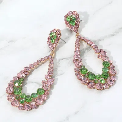Fashnzfab Crystal Bubble Cluster Teardrop Evening Earrings In Multi