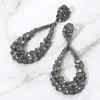 Fashnzfab Crystal Bubble Cluster Teardrop Evening Earrings In Multi