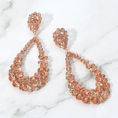 Fashnzfab Crystal Bubble Cluster Teardrop Evening Earrings In Pink