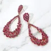 Fashnzfab Crystal Bubble Cluster Teardrop Evening Earrings In Pink