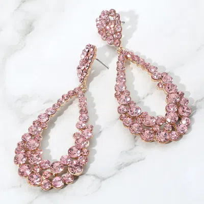 Fashnzfab Crystal Bubble Cluster Teardrop Evening Earrings In Pink