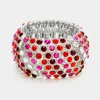 Fashnzfab Crystal Bubble Stretch Bangle Bracelet Clear, Fuchsia, Rhodium, Siam In Multi
