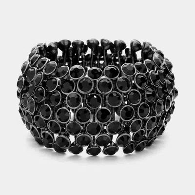 Fashnzfab Crystal Bubble Stretch Bangle Bracelet Jet Black