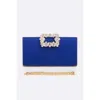 FASHNZFAB CRYSTAL BUCKLE METALLIC BOX CLUTCH