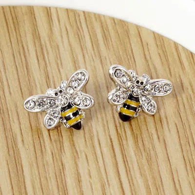 Fashnzfab Crystal Bumblebee Stud Post Earrings In Multi