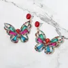 Fashnzfab Crystal Butterfly Drop Dangle Statement Earrings In Multi