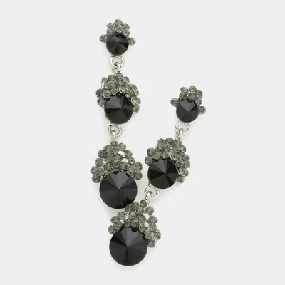 Fashnzfab Crystal Cascading Bubble Earrings In Black