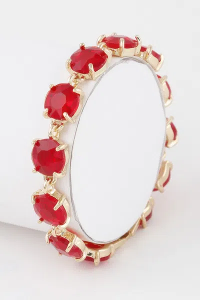 Fashnzfab Crystal Chain Bracelet In Red