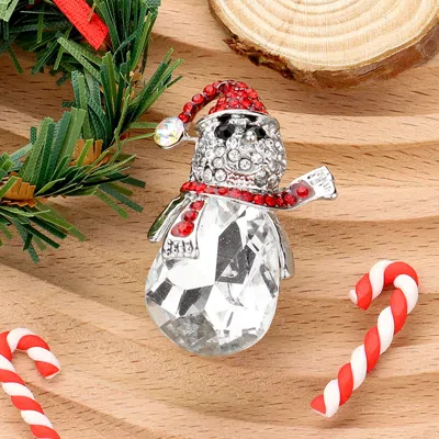 Fashnzfab Crystal Christmas Snowman Pin Brooch In Multi