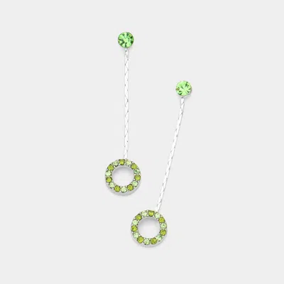 Fashnzfab Crystal Circle Dangle Drop Earrings In Green