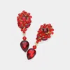 Fashnzfab Crystal Cluster Drop Evening Earrings In Red