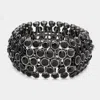 Fashnzfab Crystal Cluster Stretch Bangle Bracelet Black, Hematite In Multi