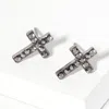 Fashnzfab Crystal Cross Stud Earrings In Blue