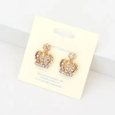 Fashnzfab Crystal Crown Stud Earrings In Multi