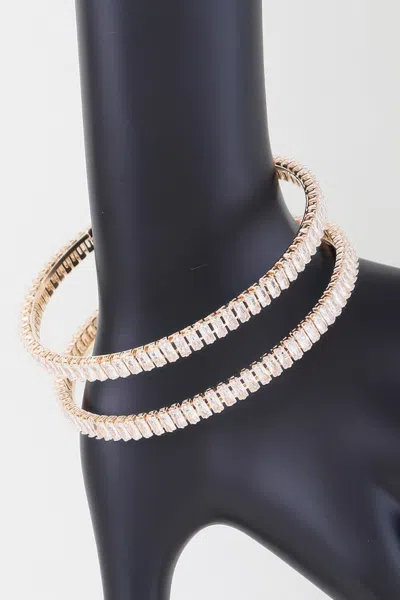 Fashnzfab Crystal Cubic Zirconia Bracelet In Gold