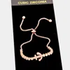 Fashnzfab Crystal Cubic Zirconia Cz Anchor Cinch Bracelet Clear, Rose Gold In Multi