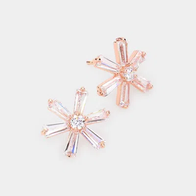 Fashnzfab Crystal Cubic Zirconia Cz Flower Stud Earrings In Multi