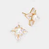Fashnzfab Crystal Cubic Zirconia Cz Pearl Art Deco Earrings In Gold