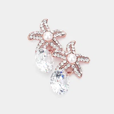 Fashnzfab Crystal Cubic Zirconia Drop Starfish Earrings In Multi