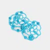 Fashnzfab Crystal Cutout Rose Stud Earrings - Blue Zircon, Teal In Blue