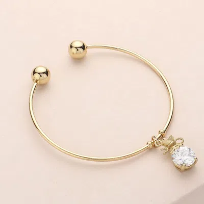 Fashnzfab Crystal Cz Stone Pouch Charm Cuff Bracelet Gold